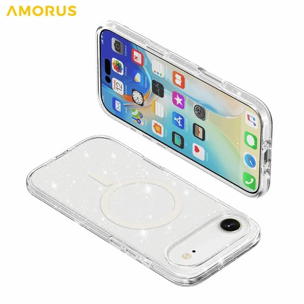 AMORUS Mobilskal till iPhone Air Magsafe Glitter Powder PC + TPU - Vit Vit
