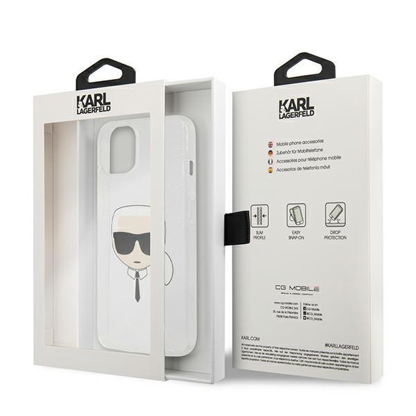 Karl Lagerfeld Glitter Karl`s Head Skal iPhone 13 Mini - Silver Silver