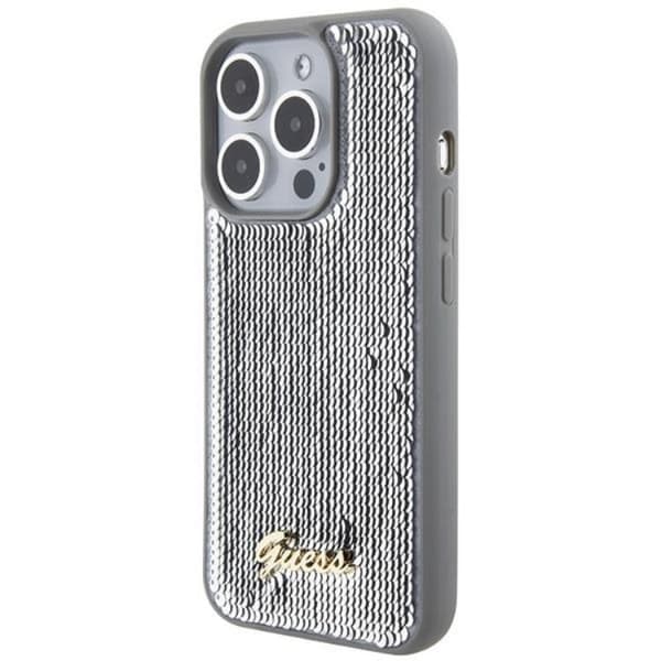Guess iPhone 15 Pro Max Mobilskal Sequin Script Metal - Silver Silver