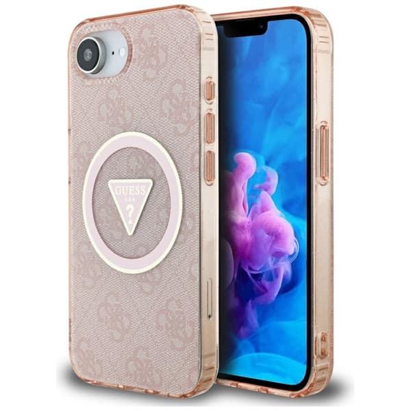 Guess Mobilskal till iPhone 16e Magsafe Metal Glitter - Rosa Rosa