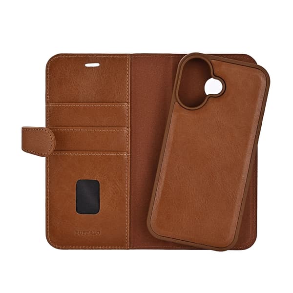 BUFFALO iPhone 17 Plånboksfodral MagSafe 2-i-1 3 Kort - Brun Brun