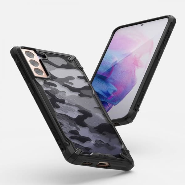 RINGKE Fusion X mobiltelefonetui til Galaxy S21+Plus Camo Sort Black