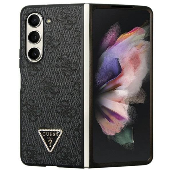 Guess Galaxy Z Fold 5 Mobilskal Läder 4G Diamond Triangle Svart