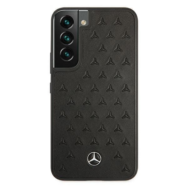 Mercedes Læder Stars Pattern Skal Galaxy S22 Plus - Sort Black