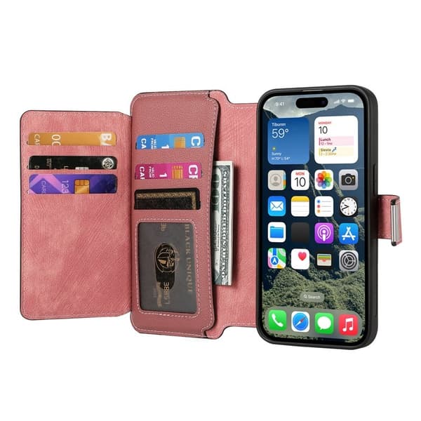 CASENEO MW-02 iPhone 16 Plus Plånboksfodral Konstläder - Rosa
