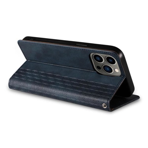 iPhone 13 Pro Max Wallet Case Magnet Strap - Blå