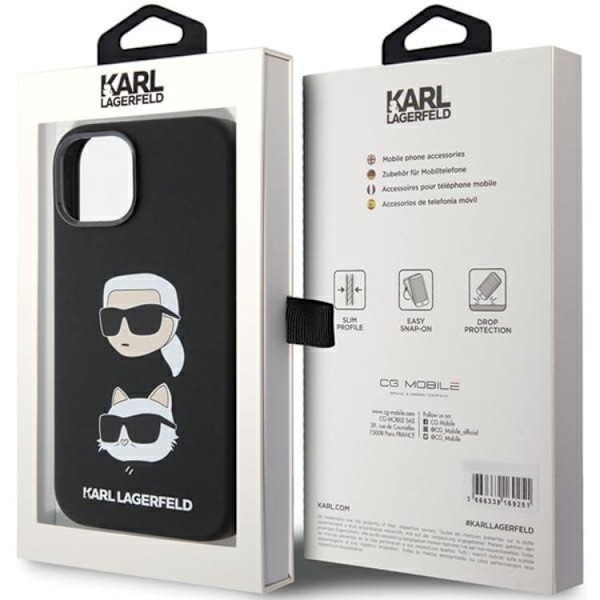 Karl Lagerfeld iPhone 15/14 Plus Mobilskal Silikon Karl&Choupette Svart
