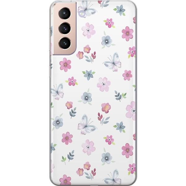 Mobilcover til Samsung Galaxy S21 med blomster og sommerfugle