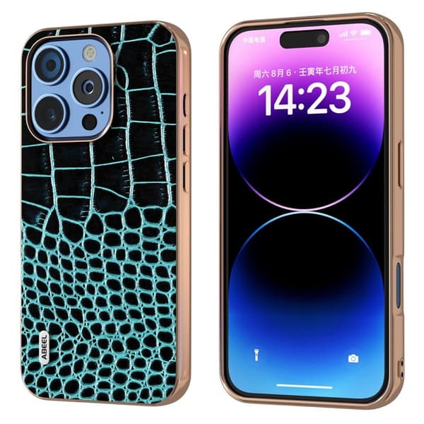 ABEEL Mobilskal till iPhone 16 Pro Electropläterad Äkta Läder - Grön