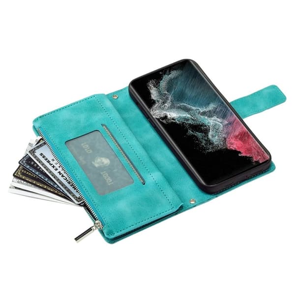 Samsung Galaxy S26 Ultra Plånboksfodral Mandala Blommönster Konstläder Mintgrön