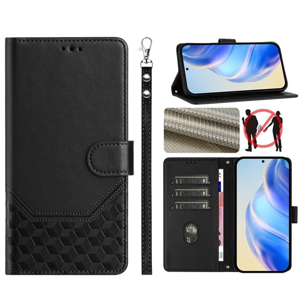 Nothing Phone (3a) Plånboksfodral Imprinted Honeycomb RFID Svart