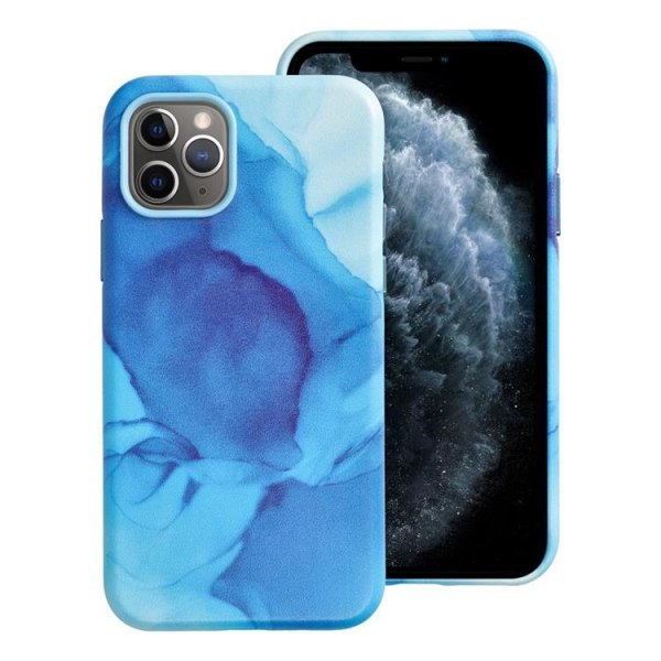 iPhone 11 Pro Max Magsafe matkapuhelimen nahkasuoja - sininen roiske