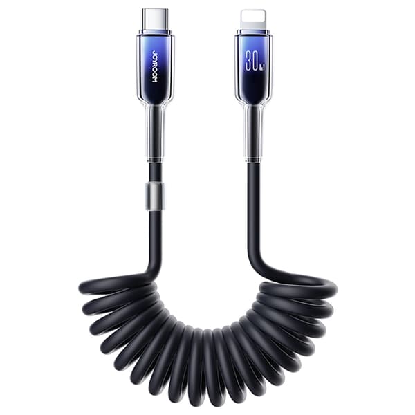 Joyroom S-A43 USB-C - Lightning 30W Kabel 1.5m Spiral Crystal Clear Black