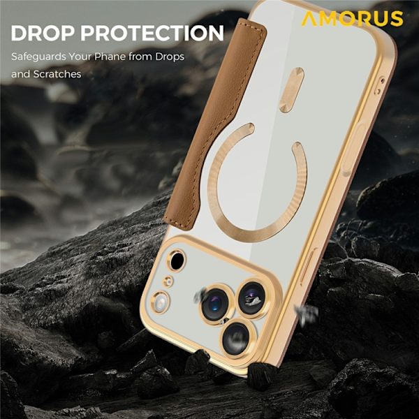 AMORUS iPhone 17 Pro Plånboksfodral MagSafe RFID-Skydd - Brun Brun