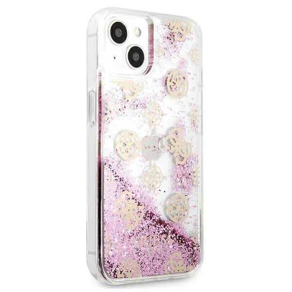 Guess iPhone 13 mini Skal Peony Liquid Glitter - Rosa Rosa