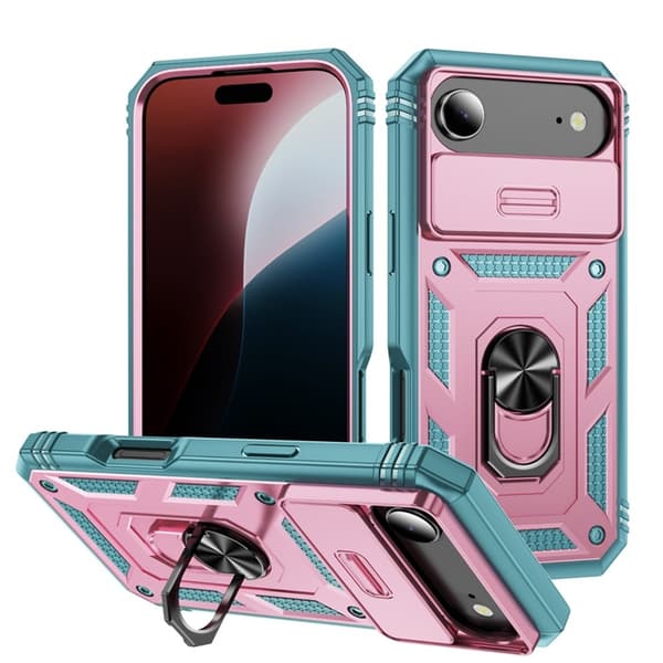 Mobilskal till iPhone Air Slide Camshield Kickstand - Rosa/Grön Rosa