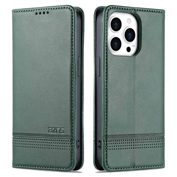 AZNS iPhone 14 Pro Max Plånboksfodral Konstläder - Grön