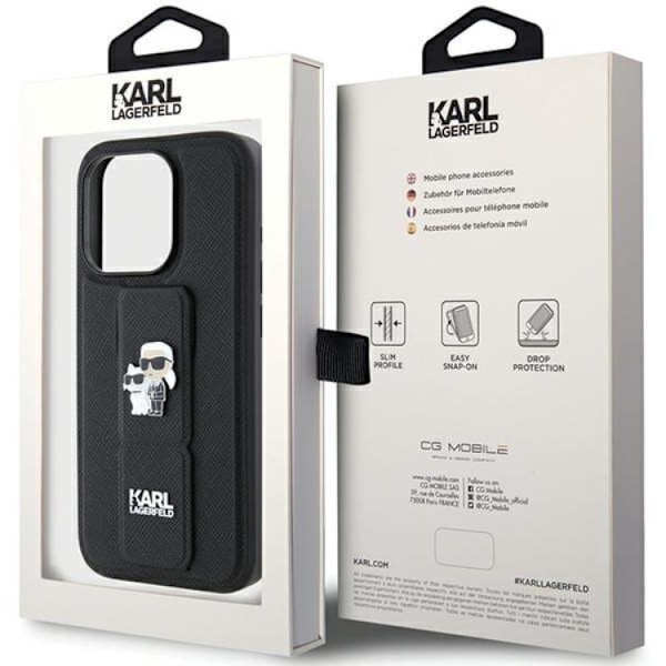 Karl Lagerfeld iPhone 15 Pro Max Mobilskal Gripstand Pins Svart