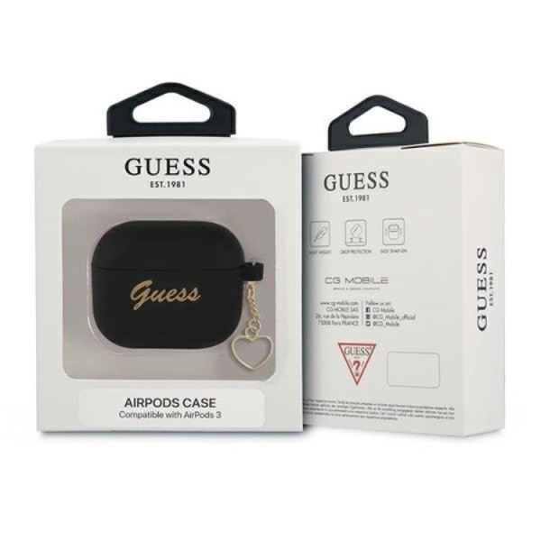 Guess Silicone Heart Charm Collection Skal Airpods Pro - Musta