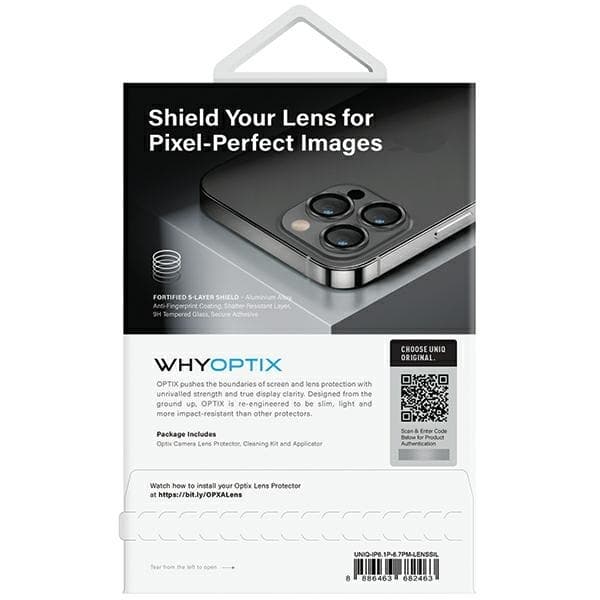 UNIQ iPhone 14 Pro/14 Pro Max Kameralinsskydd Härdat Glas Silver