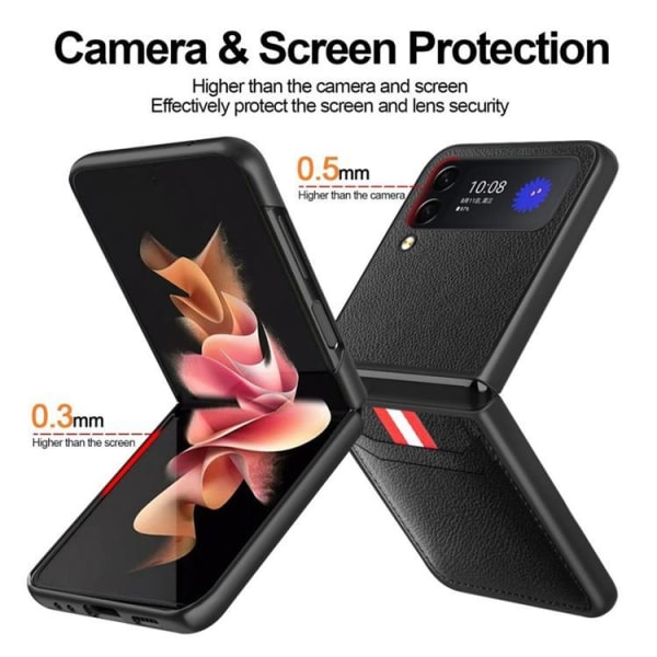 Galaxy Z Flip 4 Cover Litchi-korttikotelo - sininen