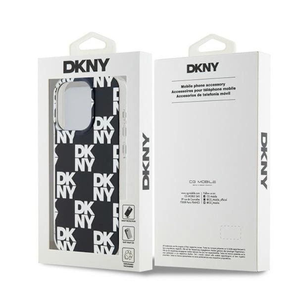 DKNY iPhone 15 Pro Mobilskal IML Checkered Mono Pattern Svart