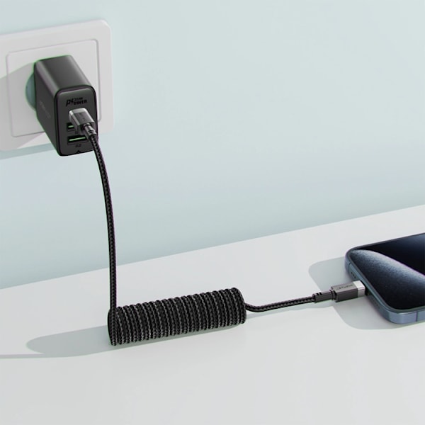 Acefast USB-A - USB-C 3A Kabel 1.2m Spring 480Mb/s - Svart Svart