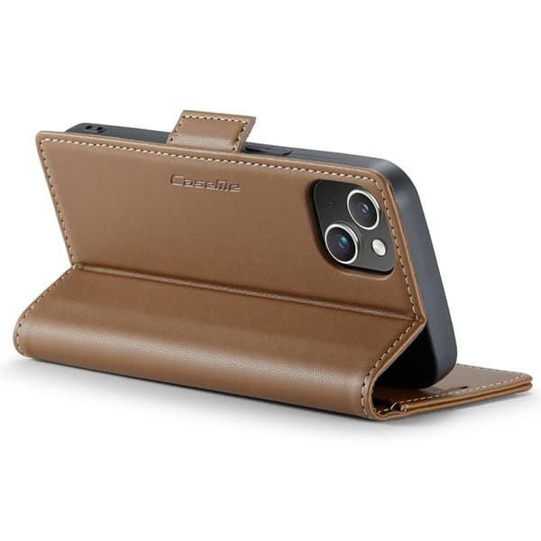 CASEME Plånboksfodral Konstläder för iPhone 15 RFID-Skydd - Brun