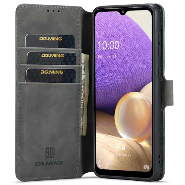 DG.MING Samsung Galaxy A33 5G Konstläder Plånboksfodral Retro Grå