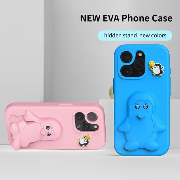 Penguin Mobilskal till iPhone 14 Pro Kickstand Stöttålig EVA - Rosa
