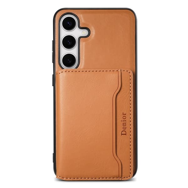 DENIOR Samsung Galaxy S24 Plus Konstläder Plånboksfodral Magnetisk Skydd Khaki