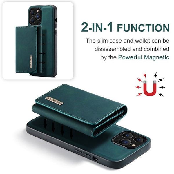 DG.MING iPhone 15 Pro Konstläder Plånboksfodral Magnetiskt Grön
