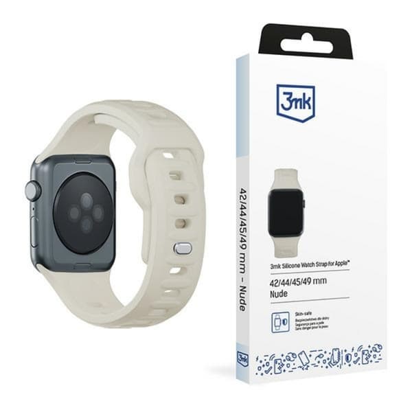 3mk Apple Watch (42/44/45/49mm) Silikone Armbånd - Beige Beige