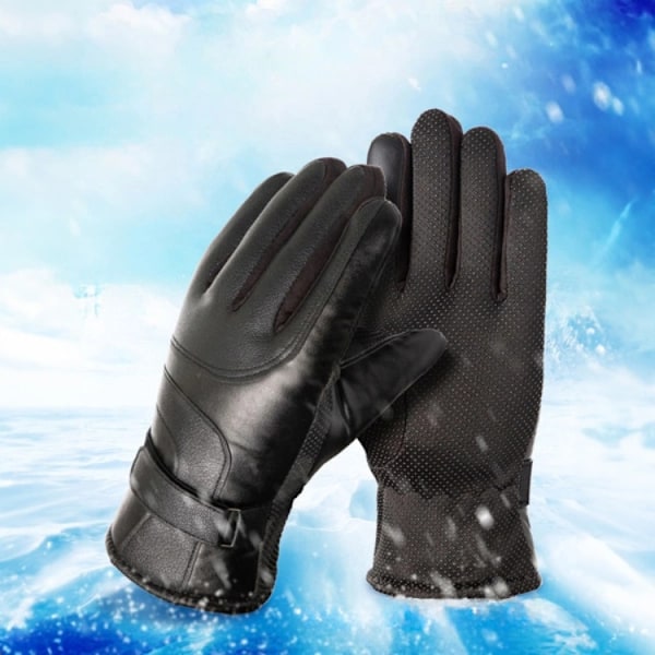 Insulated Mobil Touchvantar/Handskar i PU-läder För Herr (M/L) - Svart Svart