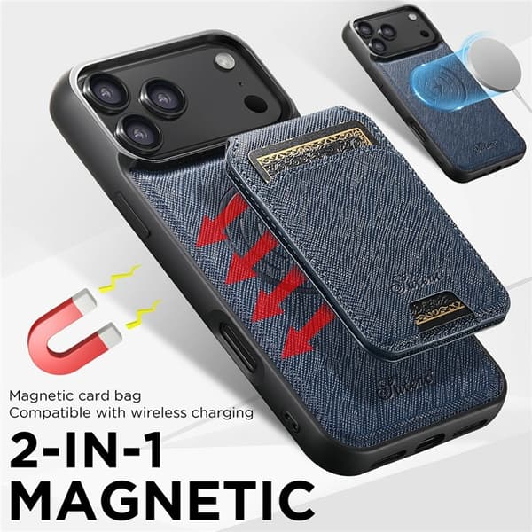 SUTENI Mobilskal till iPhone 17 Pro MagSafe Cross Texture H18 - Blå Blå