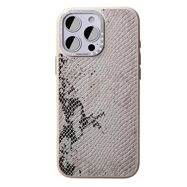 JAUCASE Mobilskal till iPhone 16 Pro Magafe Snake Texture - Vit Vit
