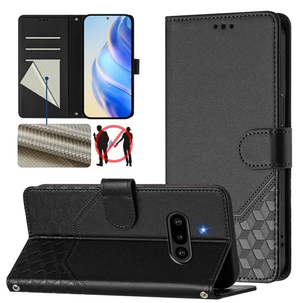 Nothing Phone (3a) Plånboksfodral Imprinted Honeycomb RFID Svart