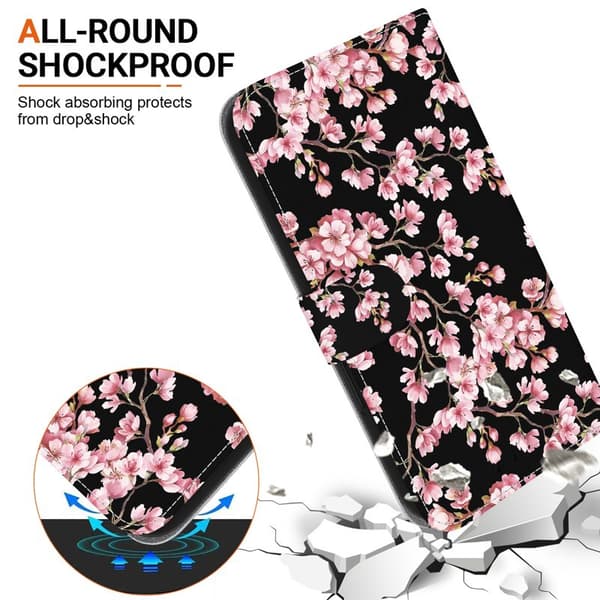 Plånboksfodral för Samsung Galaxy S26 Plus Anti-Drop Konstläder - Plommonblomma