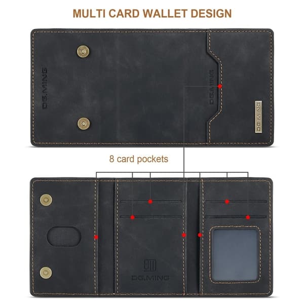 DG.MING M2 2-in-1 Konstläder Plånboksfodral för iPhone 11 Pro Max - Svart
