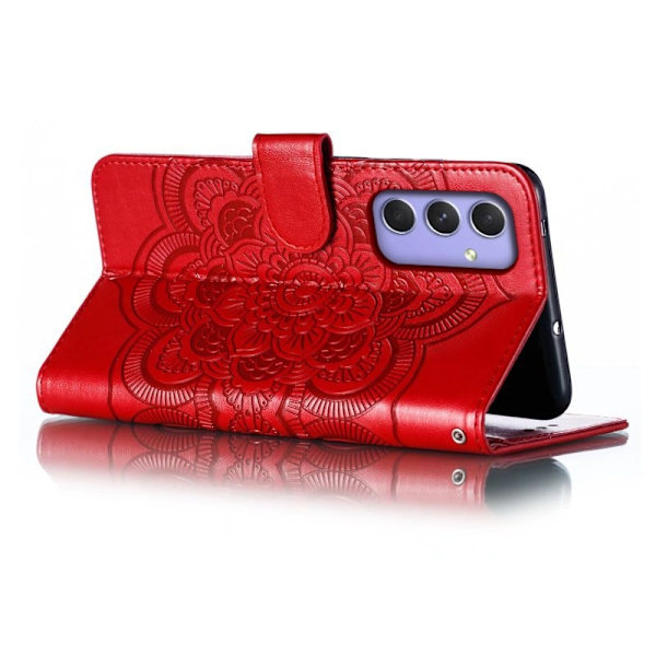 Samsung Galaxy S26 Plus Plånboksfodral Konstläder Mandala Tryck - Röd