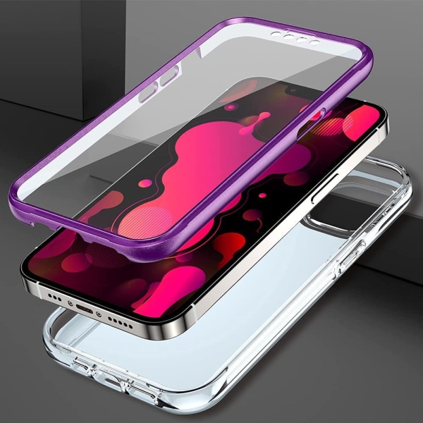 Marble Grid 360° Skal iPhone 13 Pro Max - Lila