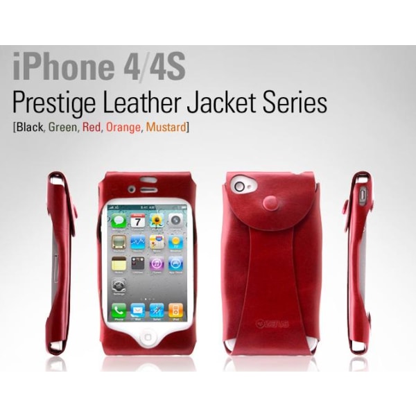 Zenus Leather Jacket väska  till Apple iPhone 4S / 4  (Svart) Svart