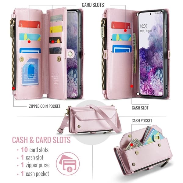 CASEME Plånboksfodral Konstläder för Samsung Galaxy S20 Plus - Rosa