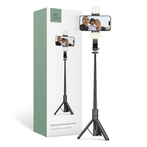 Tech-Protect Bluetooth Selfie Stick Tripod Med LED Light L05S - Svart