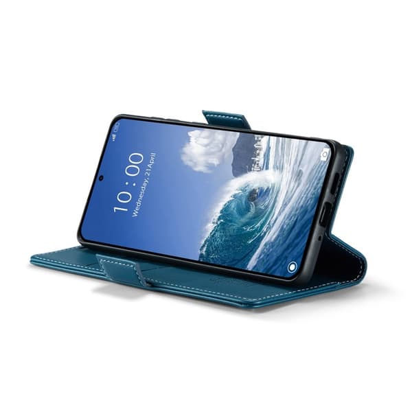 CASEME Xiaomi 14T Pro Plånboksfodral Konstläder RFID-Skydd 3 Kort Blå