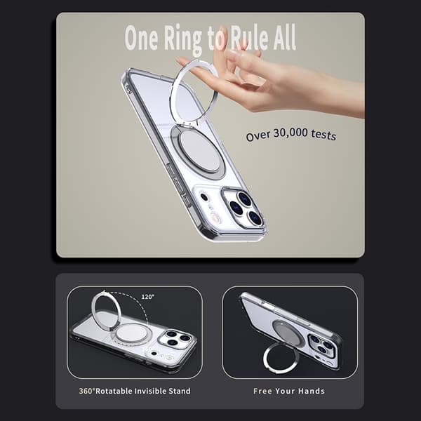 Mobilskal till iPhone 17 Pro MagSafe TPU+PC Kickstand - Transparent Transparent