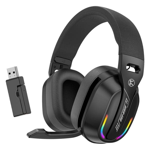 Over-Ear Gaming Trådlösa Hörlurar Bluetooth Mikrofon LED-ljus Svart