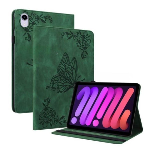 iPad mini 6 (2021) Etui Imprinted Butterfly Flower - Grøn