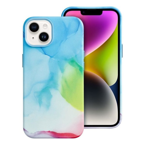 iPhone 14 Plus Magsafe Cover Læder - Multicolor Splash