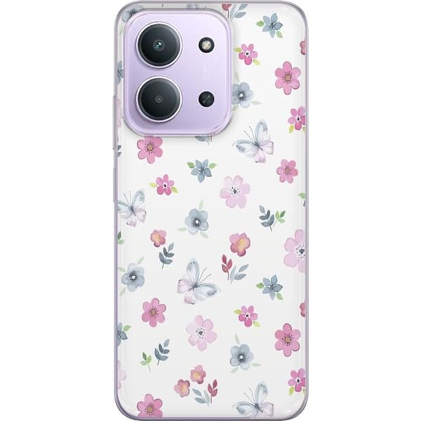 Telefontaske til Xiaomi Redmi 15C med blomster og sommerfugle